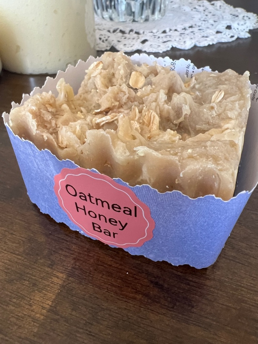 Hand Crafted Oatmeal Honey Bar - tan and pink label - Picture 2 of 4